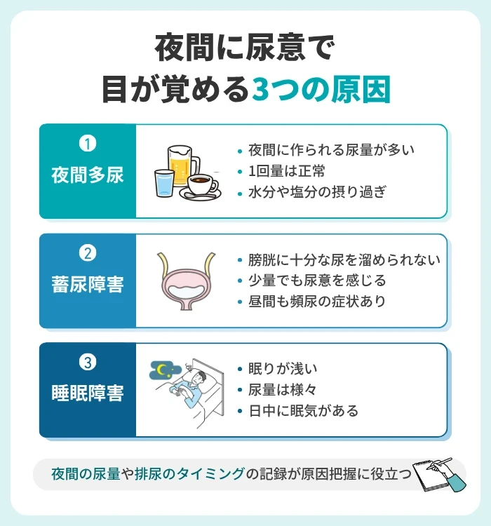 夜間に尿意で目が覚める3つの原因