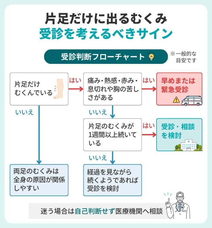 片足だけのむくみで見逃せない症状と受診の目安